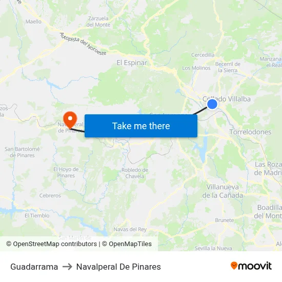 Guadarrama to Navalperal De Pinares map
