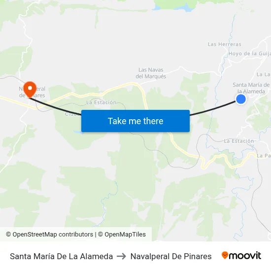 Santa María De La Alameda to Navalperal De Pinares map