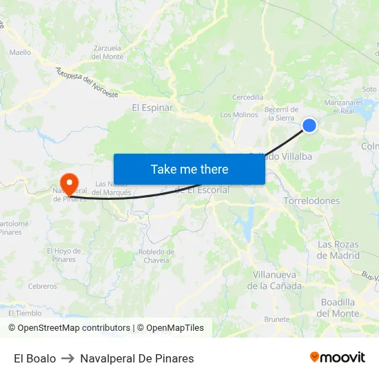 El Boalo to Navalperal De Pinares map