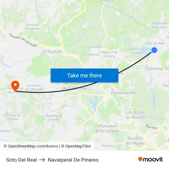 Soto Del Real to Navalperal De Pinares map