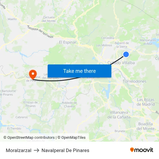 Moralzarzal to Navalperal De Pinares map