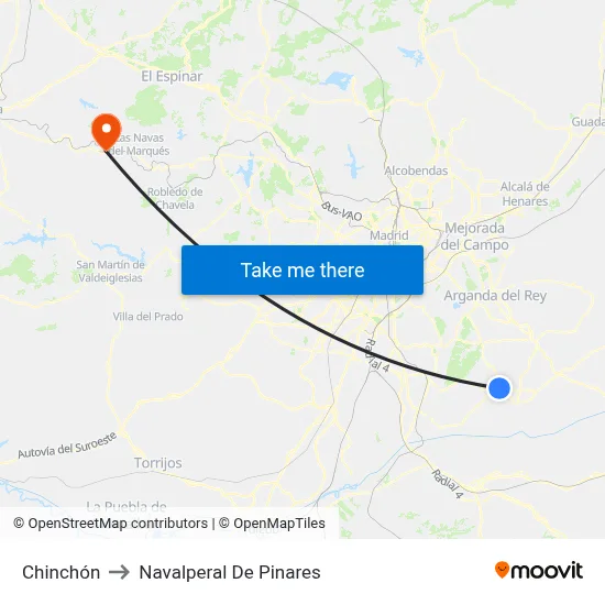 Chinchón to Navalperal De Pinares map