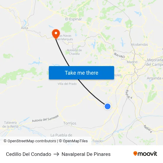 Cedillo Del Condado to Navalperal De Pinares map