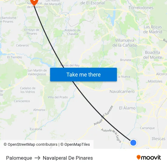 Palomeque to Navalperal De Pinares map