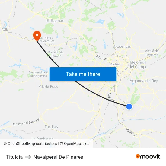 Titulcia to Navalperal De Pinares map