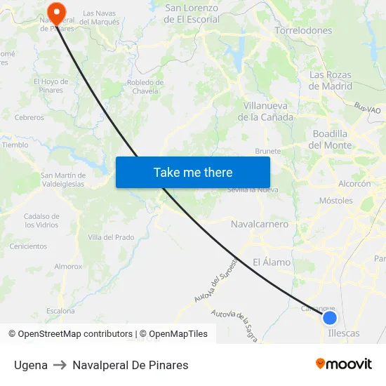 Ugena to Navalperal De Pinares map