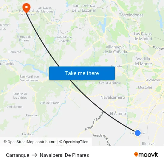 Carranque to Navalperal De Pinares map