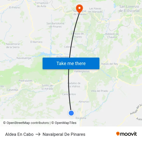 Aldea En Cabo to Navalperal De Pinares map