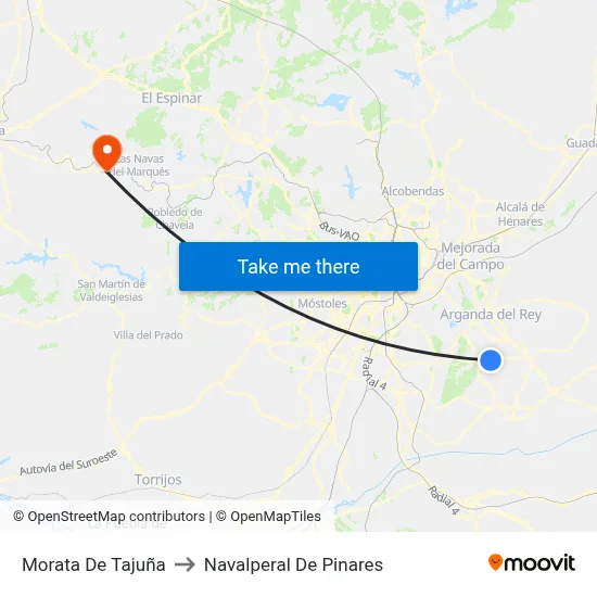 Morata De Tajuña to Navalperal De Pinares map