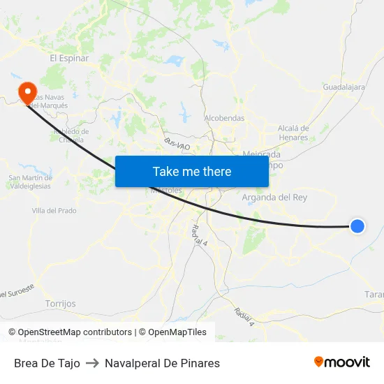 Brea De Tajo to Navalperal De Pinares map