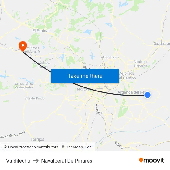 Valdilecha to Navalperal De Pinares map