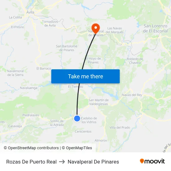 Rozas De Puerto Real to Navalperal De Pinares map