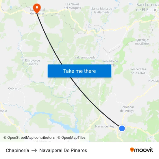 Chapinería to Navalperal De Pinares map