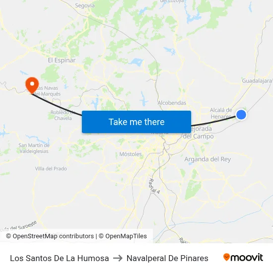 Los Santos De La Humosa to Navalperal De Pinares map