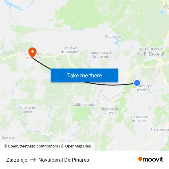 Zarzalejo to Navalperal De Pinares map