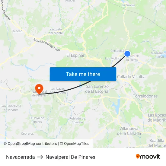 Navacerrada to Navalperal De Pinares map