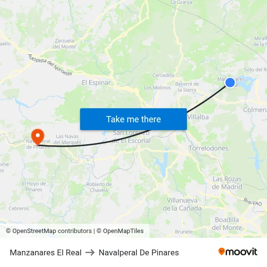 Manzanares El Real to Navalperal De Pinares map