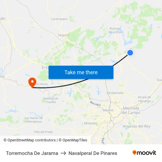 Torremocha De Jarama to Navalperal De Pinares map