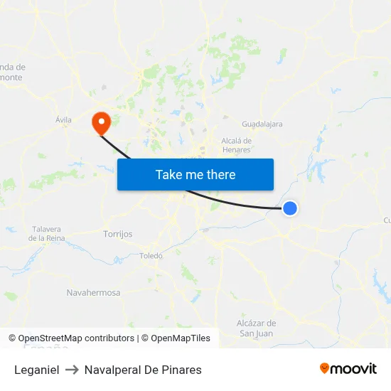 Leganiel to Navalperal De Pinares map