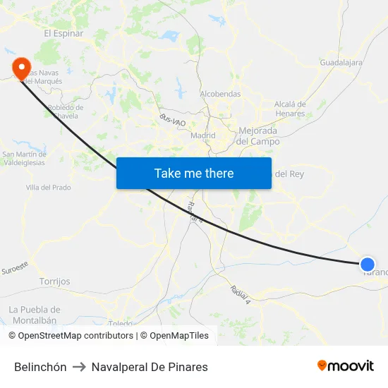 Belinchón to Navalperal De Pinares map