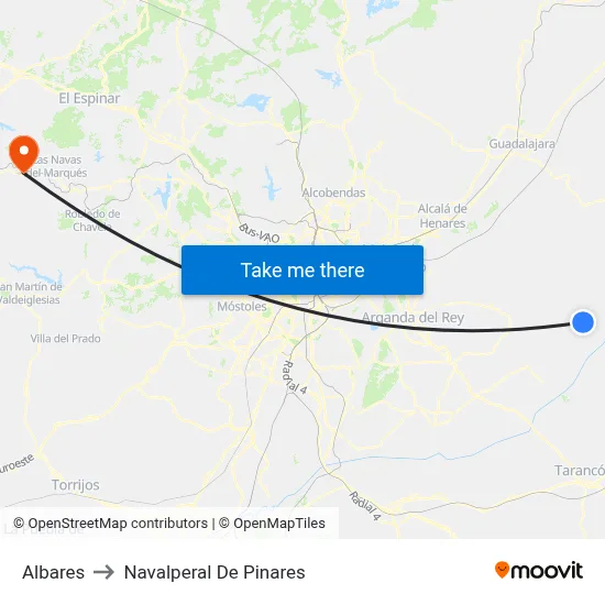Albares to Navalperal De Pinares map