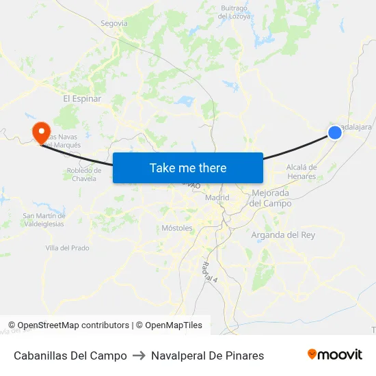 Cabanillas Del Campo to Navalperal De Pinares map
