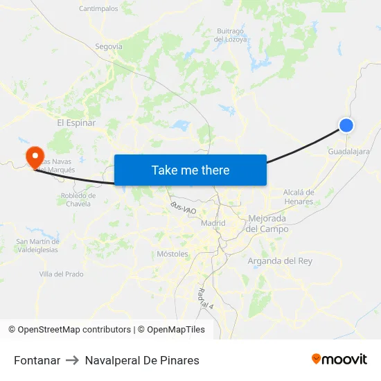 Fontanar to Navalperal De Pinares map