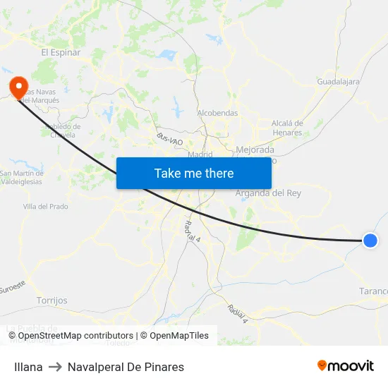 Illana to Navalperal De Pinares map