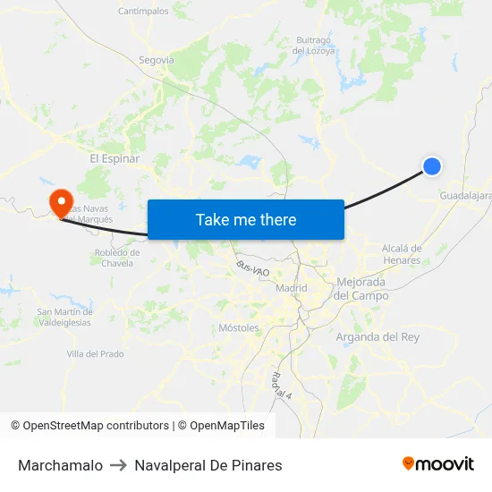 Marchamalo to Navalperal De Pinares map
