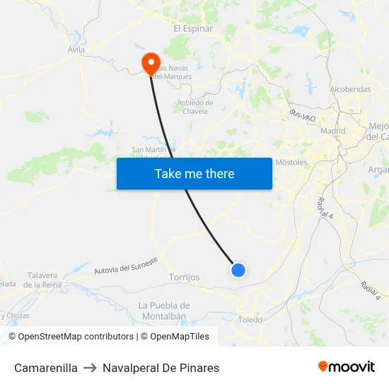 Camarenilla to Navalperal De Pinares map
