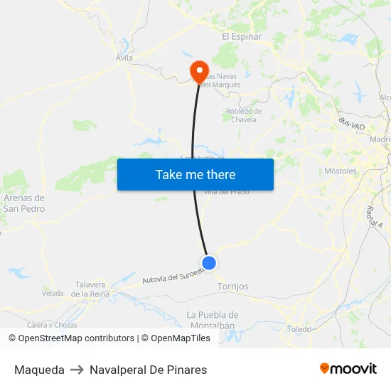 Maqueda to Navalperal De Pinares map