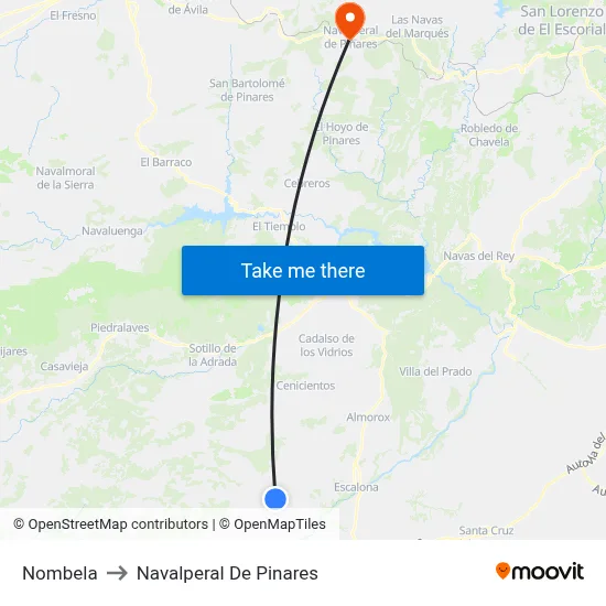 Nombela to Navalperal De Pinares map