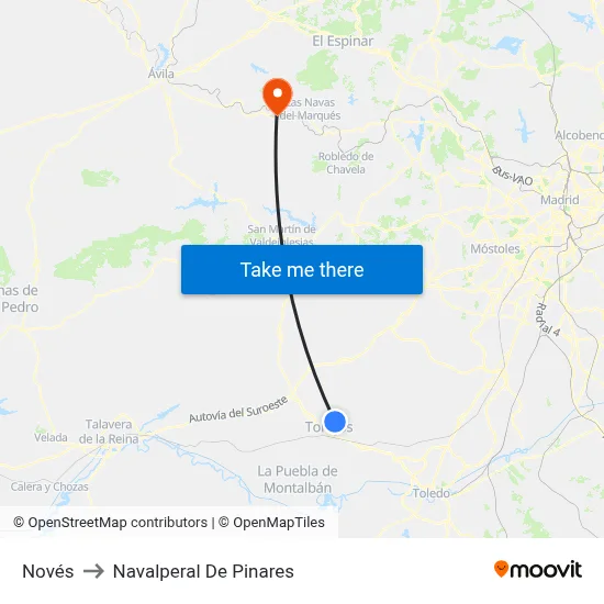 Novés to Navalperal De Pinares map