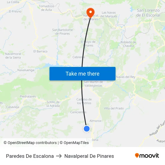Paredes De Escalona to Navalperal De Pinares map