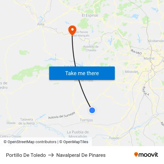 Portillo De Toledo to Navalperal De Pinares map