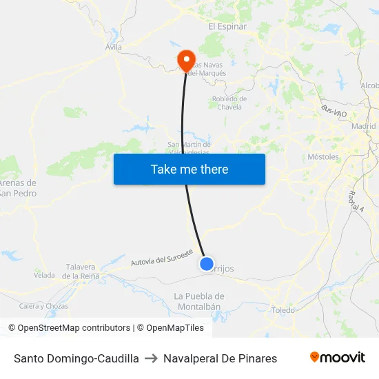 Santo Domingo-Caudilla to Navalperal De Pinares map