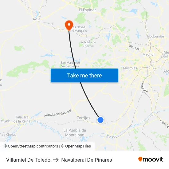 Villamiel De Toledo to Navalperal De Pinares map