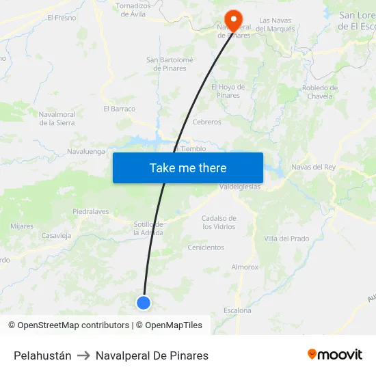 Pelahustán to Navalperal De Pinares map