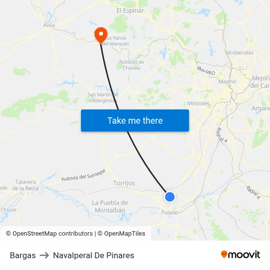 Bargas to Navalperal De Pinares map