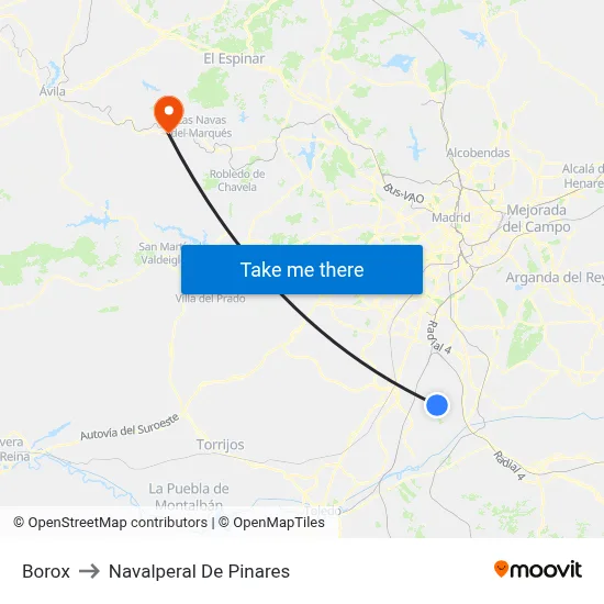 Borox to Navalperal De Pinares map