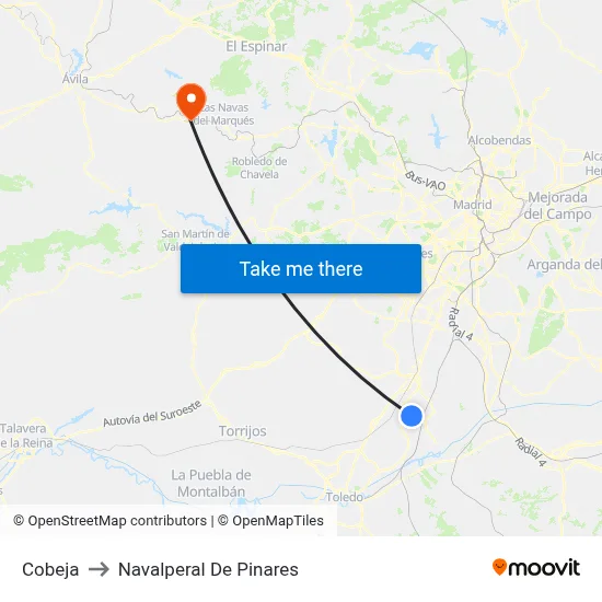 Cobeja to Navalperal De Pinares map