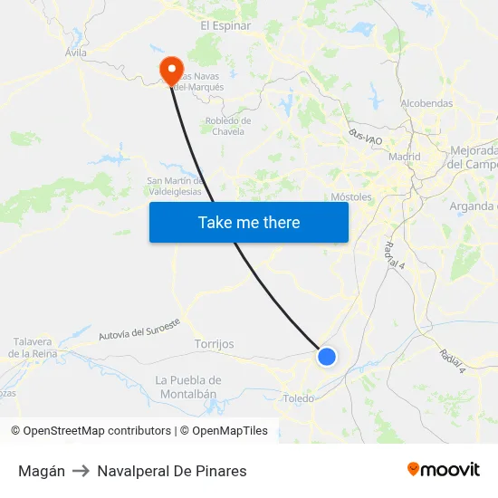 Magán to Navalperal De Pinares map