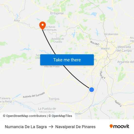 Numancia De La Sagra to Navalperal De Pinares map
