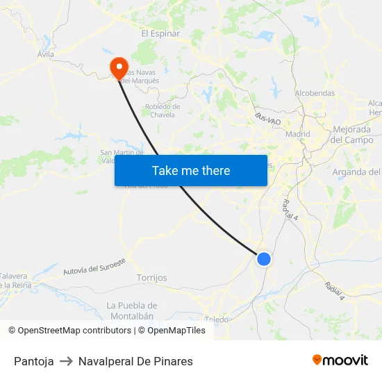 Pantoja to Navalperal De Pinares map
