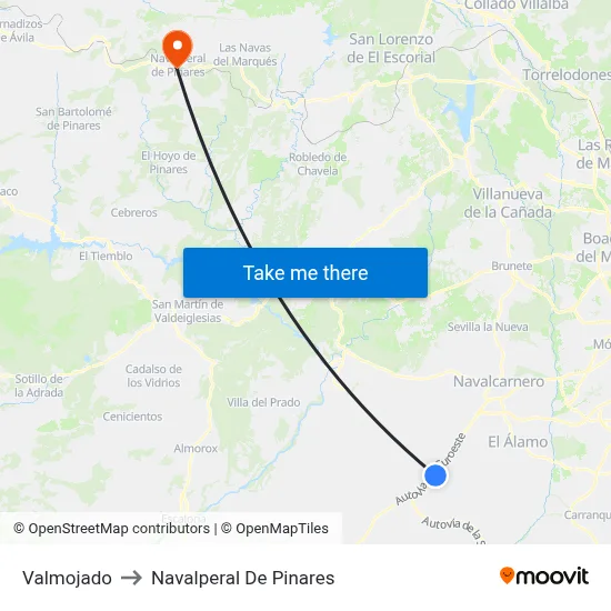 Valmojado to Navalperal De Pinares map