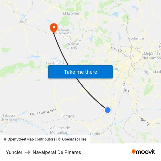 Yuncler to Navalperal De Pinares map