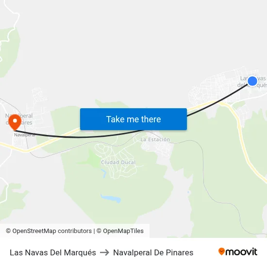 Las Navas Del Marqués to Navalperal De Pinares map