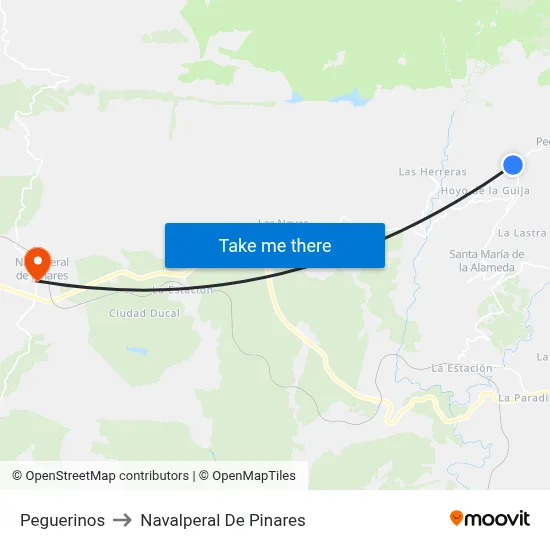 Peguerinos to Navalperal De Pinares map