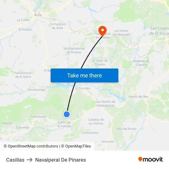 Casillas to Navalperal De Pinares map
