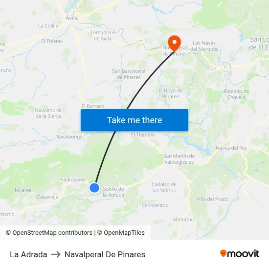 La Adrada to Navalperal De Pinares map